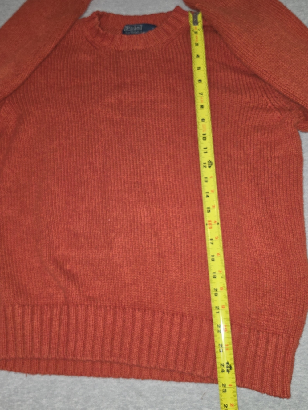 Ralph Lauren Classic Orange Knit Crewneck with Green Pony - Picture 4 of 6